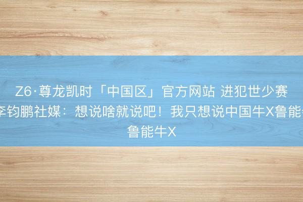 Z6·尊龙凯时「中国区」官方网站 进犯世少赛！李钧鹏社媒：想说啥就说吧！我只想说中国牛X鲁能牛X